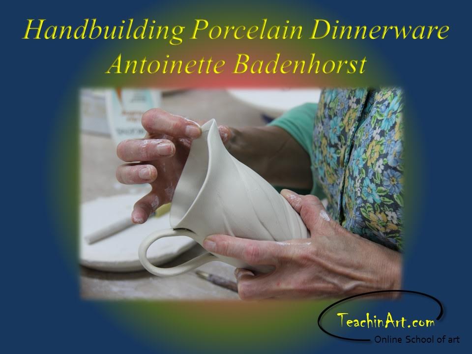 Handbuilding porcelain dinnerware is an online course by Antoinette Badenhorst at TeachinArt, online school of pottery and art.